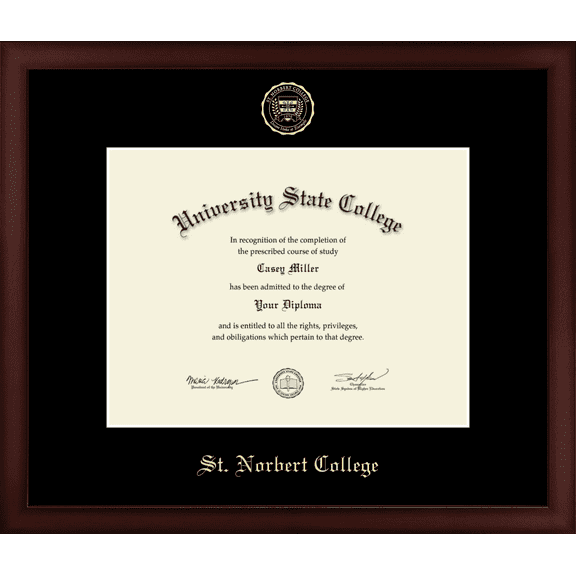 St. Norbert College Diploma Frame, Document Size 11" x 8.5"