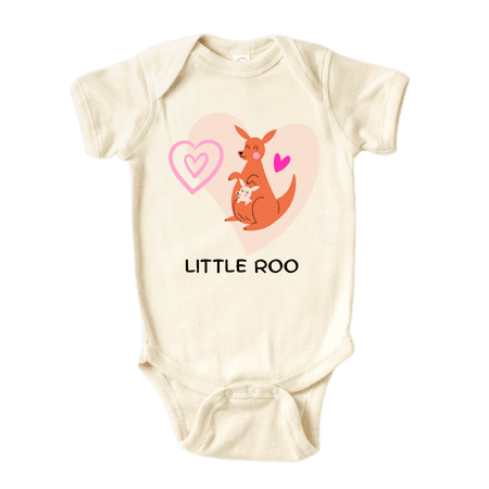 Little Roo Kangaroo Cute Baby Onesie® Brand Bodysuit Shirt Premium Custom Clothes Unisex Baby Gift for Mom Newborn 0-3m Natural