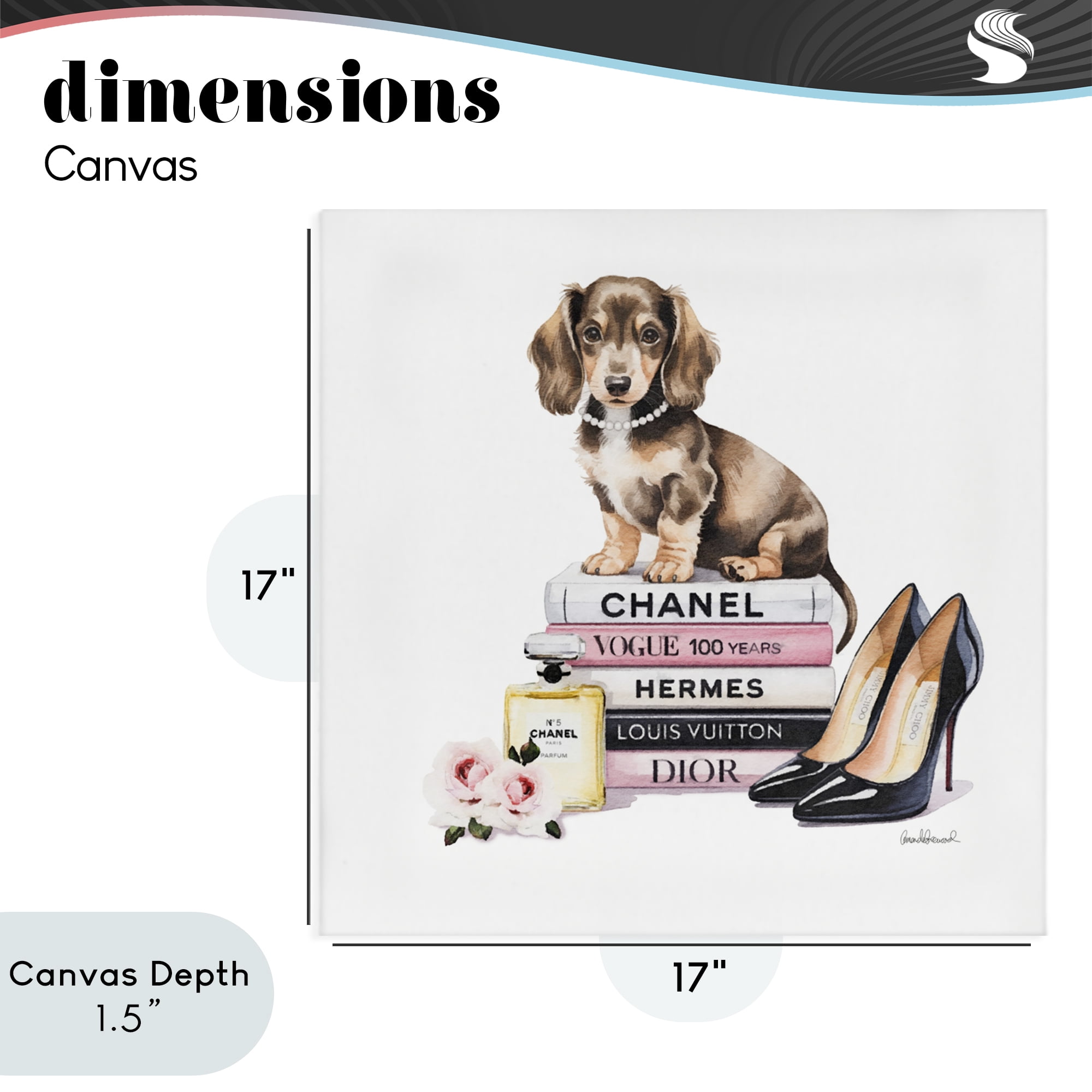 Stupell Industries Luxury Fashion Books & Dog Canvas Wall Art, design by Amanda Greenwood