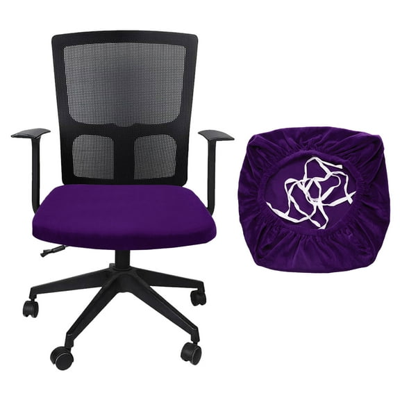 Office Chair Cover, Soft Computer Chair Seat Slipcover, L(45-48cm), Dark Purple