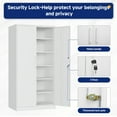thumbnail image 4 of AUHUP 71" Metal Cabinet with Locking Doors and 5 Adjustable Shelves, White Garage Storage Cabinet for Warehouse, Basement, Home Office, Tool File Storage Utility Cabinets, 4 of 7