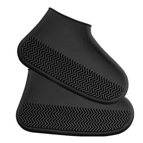 2 Pairs Waterproof Non-Slip Silicone Shoe Covers for Adults and Kids - Rain and Snow Overshoes for Outdoor Activities