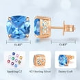 thumbnail image 5 of CDE 925 Sterling Silver Birthstone Earrings, Morning Dew 10mm CZ Square Stud Earrings, Jewelry Gift for Christmas Birthday Anniversary Valentine's Day, Earrings for Women Girlfriend Mom Wife Daughter, 5 of 7