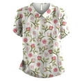 thumbnail image 4 of AKEGAMN Lapel Retro Striped Back Button Loose Casual T-Shirt, Pink M, Size S-4XL, 4 of 4