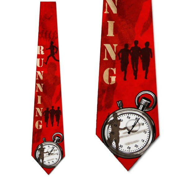 Running Stopwatch Necktie Mens Tie by Ralph Marlin