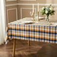 thumbnail image 2 of Fall Plaid Waterproof Tablecloth \u2013 Orange, Blue & White Check Pattern \u2013 Thanksgiving Harvest Table Cover, Stain-Resistant & Durable, W60 x L120 in, 2 of 8