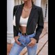 thumbnail image 5 of Blazer Corto para Mujer, Informal, de Negocios, con Abertura Frontal, Larga, un Botón. Negro XL, 5 of 10