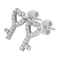 thumbnail image 4 of Dazzlingrock Collection Round White Diamond Heart Key Push-back Stud Earrings for Women (0.10 ctw, Color I-J, Clarity I2-I3) in 925 Sterling Silver, 4 of 6