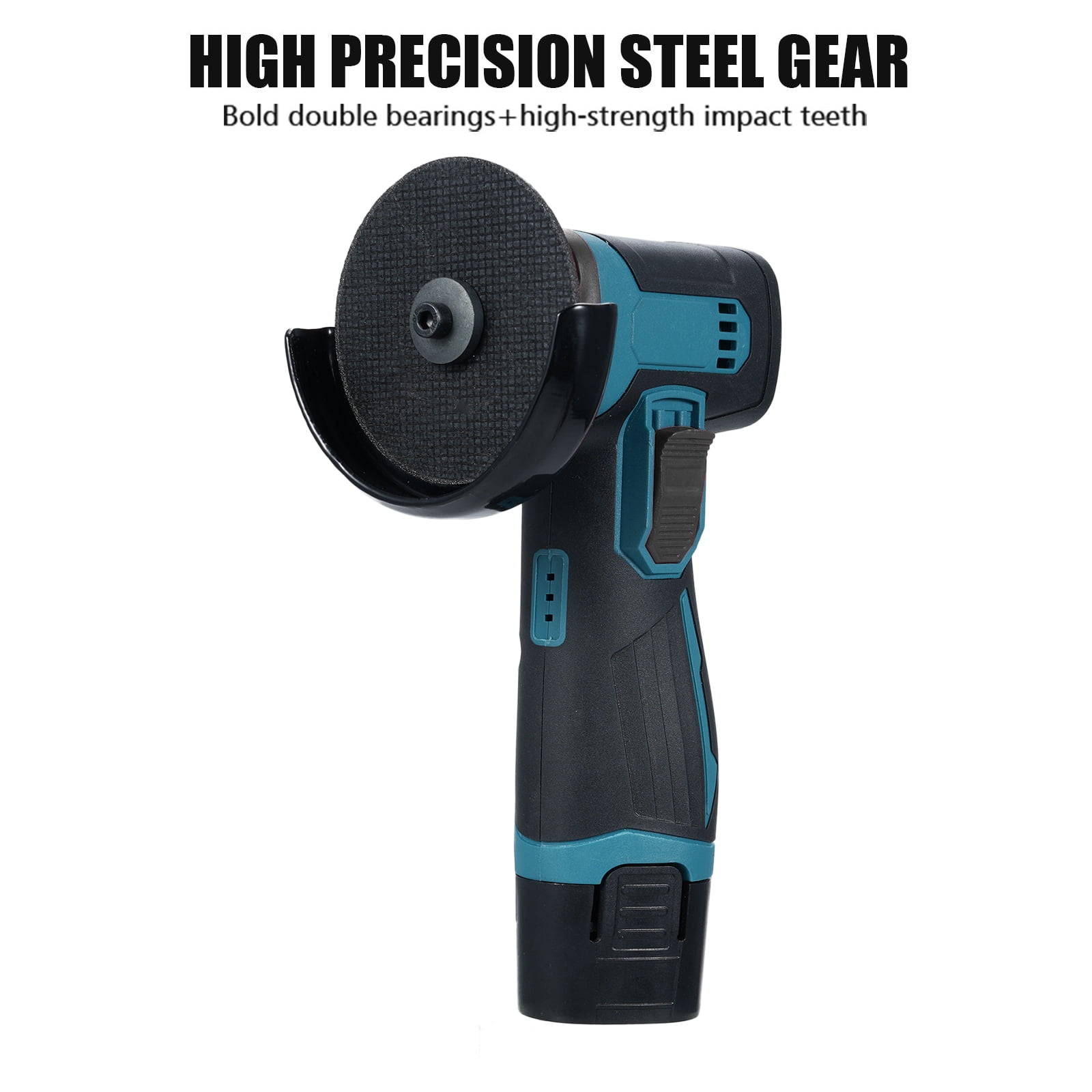 12V Cordless Angle Grinder Kit, Ginding disc 3 Inch/76mm 19500 rpm w/ 2* 1300mAh Lithium-Ion Battery for Cutting, Polishing, Grinding, Rust Removal