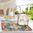 thumbnail image 5 of Dish Drying Mat Kitchen Counter Red Mandala Dishes Drainer Pad Absorbent Microfiber Reversible 16"x18", 5 of 7