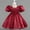 Red, variant on SERTG Little Girls' Puff Sleeve Dress with Back Zipper Party Solid Color Fashionable Playful Princesse Skirt Outfit for 1-9 Years(Hot Pink,4 Years)