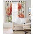 thumbnail image 2 of Orange Spring Floral Blackout Curtains for Bedroom/Living Room, Thermal Insulated Kitchen Curtains, Watercolor Summer Botanical Birds Grommet Darkening Window Treatment Drapes 42"x63"x2, 2 of 8