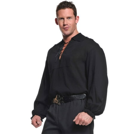 Black Solid Pirates Themed Shirt Men Adult Halloween Costume -