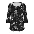 thumbnail image 6 of Heisall Womens Tops 3/4 Sleeve Round Neck Pleated Non-positioned Print Pullover Tshirts Loose Casual Fashionable Blouses, 6 of 6