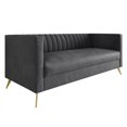thumbnail image 5 of Home Design Weiss Velvet Square Arm Sofa with Channel-Tufted Back and Gold Metal Legs, Modern Upholstered Living Room Seating, Dark Gray, 5 of 6