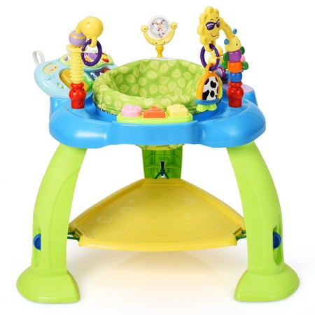 Topbuy 3-in-1 Baby Jump Rocking Chair Kids Fun Activity Center Work bench with 360°Seat Green