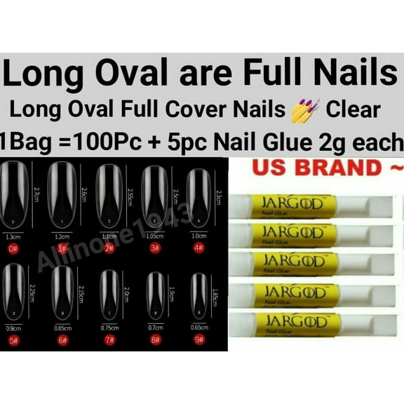 100Pc Long Ballerina/Long Coffin/Long Almond/Long Oval/Full Cover Square False Nail Tips Fake Nails False Nails Artificial Nails Tips in Bag Jargod