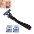 thumbnail image 1 of ANGGREK Handle,Manual Set 6 Layers Blade Reusable Handle 6 Refills Men's Shaving Razors Silver White,Men's, 1 of 8