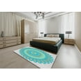 thumbnail image 5 of Ahgly Company Machine Washable Indoor Square Transitional Tron Blue Area Rugs, 6' Square, 5 of 7