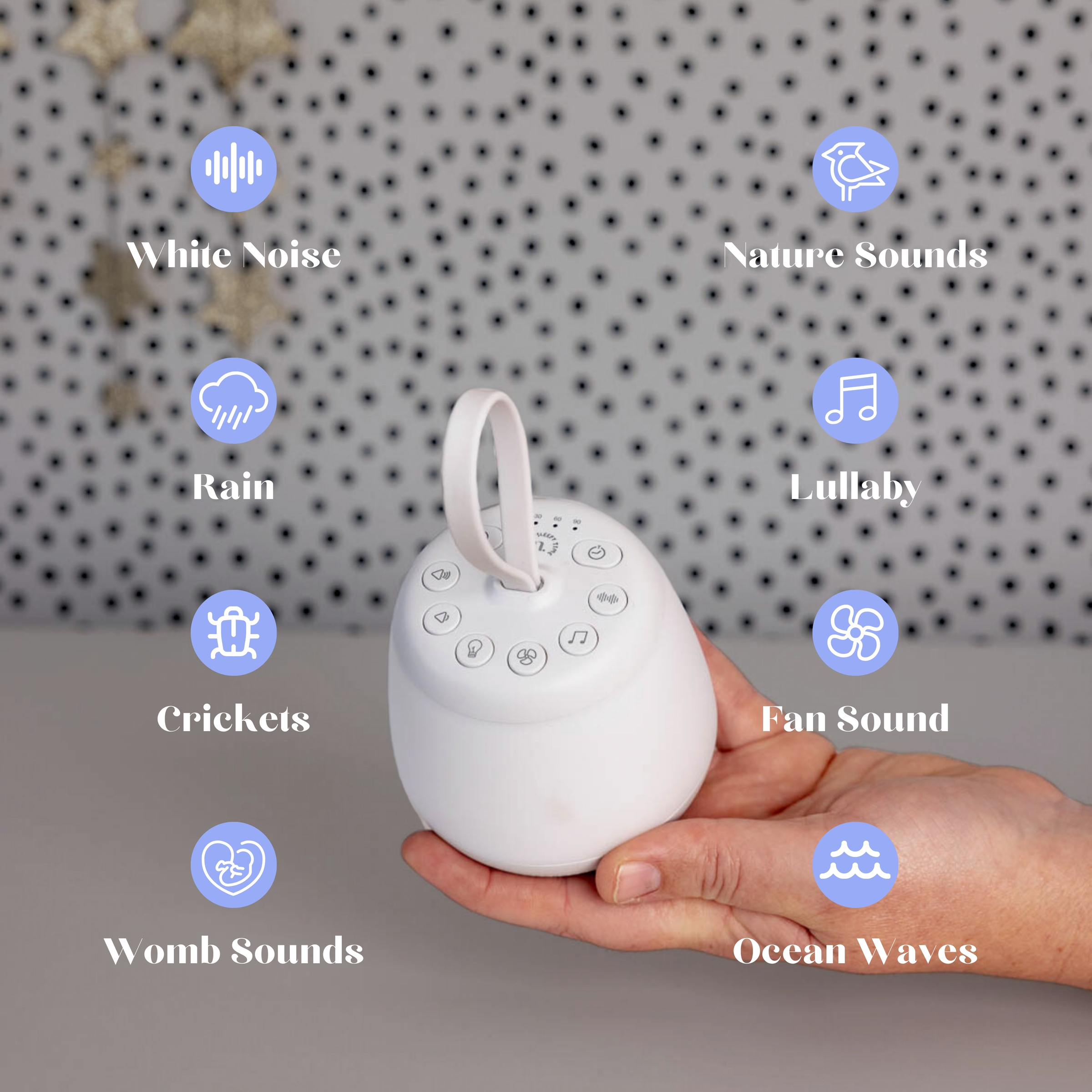 The Midwife Mumma Portable Baby Sound Machine with Red Night Light and Noise Machine for Baby Sleeping with Soothing Sounds and Timer