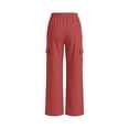 thumbnail image 5 of Luvrsol Women Cargo Wide Leg Pants Elastic Drawstring Waist Casual Straight Long Trousers with Multi Pockets S-2XL, 5 of 6