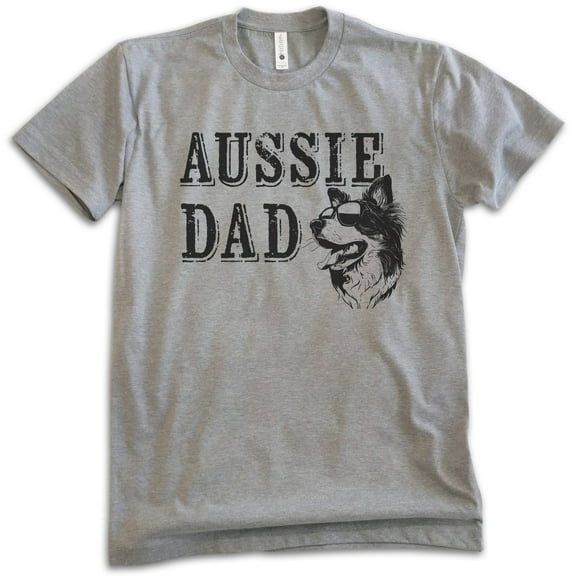 Aussie Dad T-Shirt, Unisex Men's Shirt, Australian Shepherd, Aussie Owner, Funny Dog Dad Gift, Dark Heather Gray, Medium