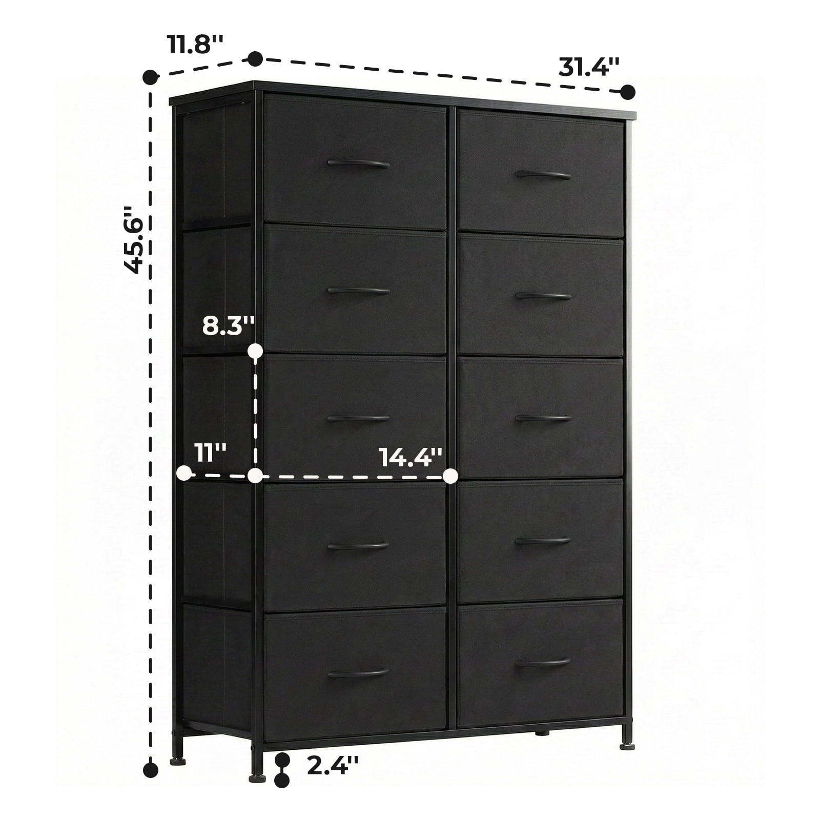 Alvantor Tall Dresser Fabric Storage Tower ,Wooden Top for Kid Room, Closet, Entryway, Nursery