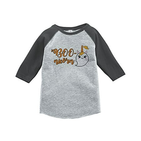 

7 ate 9 Apparel Girl s Halloween Unicorn Grey Baseball Tee