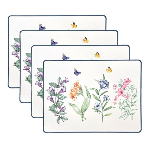 Lenox Butterfly Meadow Garden Cork Placemats, Set of 4, Multicolor, 12"W x 16"L