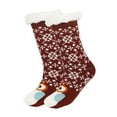 thumbnail image 2 of workcargo Christmas Winter Warm Socks for Adults - Multicolor Owl Snowflake Pattern Fluffy Cuff Acrylic Cozy Festive Lounge Socks, One Size Holiday Gift,Size Free Size, 2 of 3