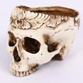 thumbnail image 1 of Cráneo humano realista Resina Halloween Candy Bowl Maceta Plato Estatua Escultura Esqueleto, 7.68 pulgadas, floral tallado JAMW Sencillez, 1 of 5