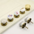 thumbnail image 2 of KYAIGUO 2 PCS Vintage Goldenrod Pattern Round Ceramic Dresser Drawer Cabinet Knobs with 1in Screws, 2 of 5