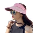 thumbnail image 2 of LINASHI Women Sun Hat Empty Top Adjustable Contrast Color Sun Visors Outdoor Sport Sun Visors Hats with Long Brim, 2 of 3