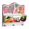 Multicolor Wall Mounted Wooden Fruit Design Key and Mail Holder
