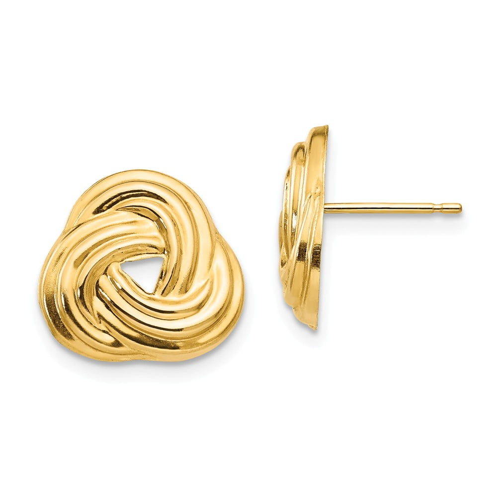 Solid 14k Yellow Gold Love Knot Post Studs Earrings - 13mm x 14mm ...