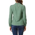 thumbnail image 3 of INSPIRE CHIC Women's Wear-to-Work Tops Checks Bow-Tie Neck Long Sleeve Blouses M Green, 3 of 8