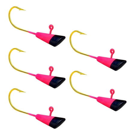 UDIYO 5Pcs/Set Jig Head Hook Sharp Bright Color Strong Penetration Saltwater Freshwater Universal Metal Soft Lure Worm Barb Fishhook Kit Fishing Equipment