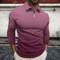 thumbnail image 1 of Blusa y camisa de manga larga con cuello vuelto para hombre, jersey con cremallera, color liso, solapa, blusa de manga larga con cuello vuelto, blusa para hombre, blusa de poliéster, 1 of 5