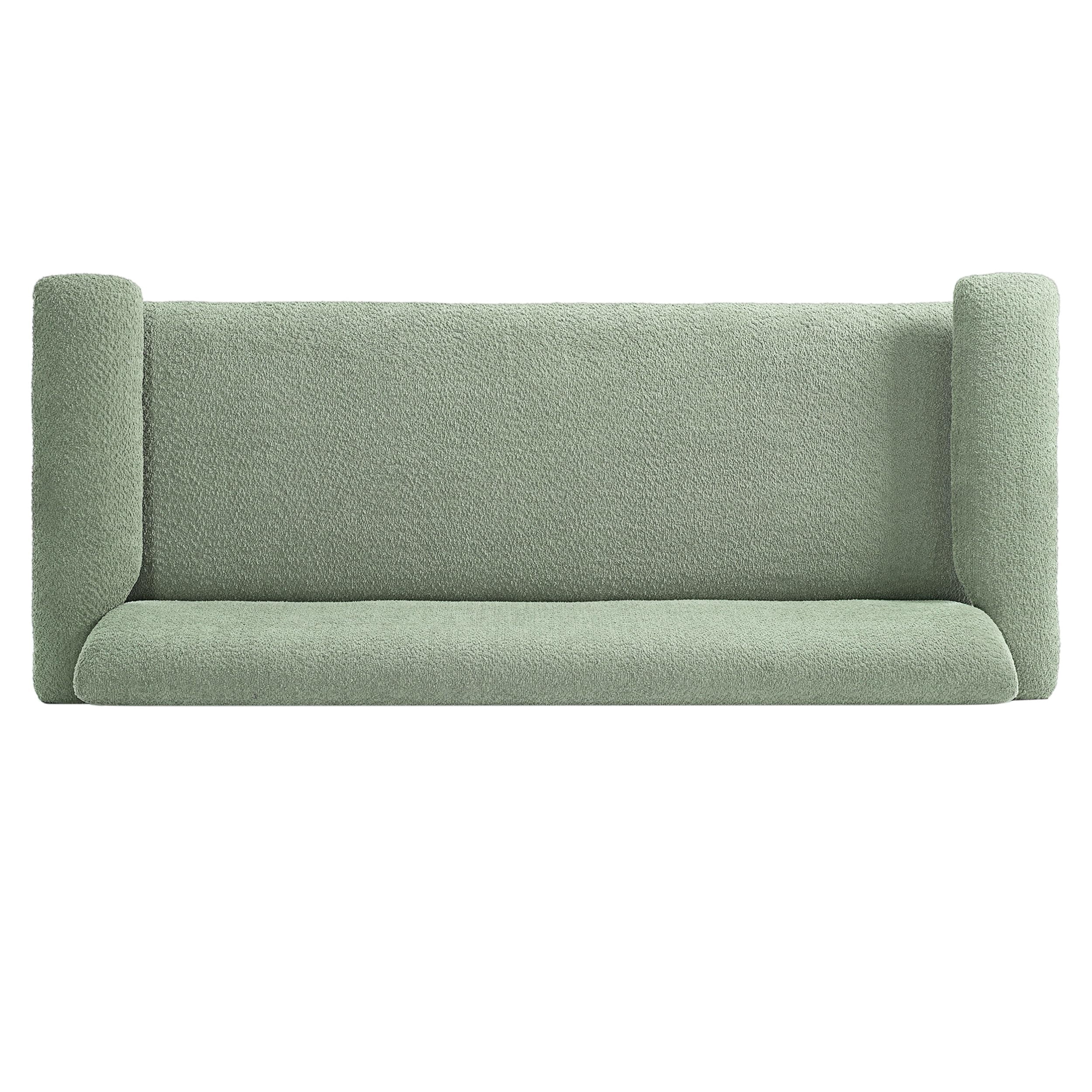 Modern 2-Seater Loveseat Sofa 72.8" with Armrest Pillows, Green Berber Fleece Couch for Living Room, Small Space, Solid Rubberwood Frame, Minimalist Style