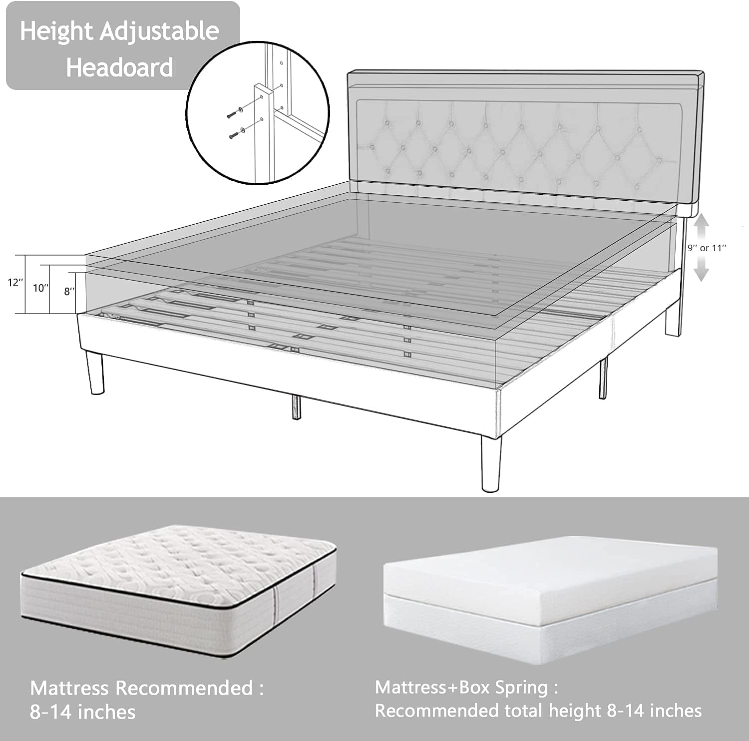 Buy Allewie Full Size Fabric Upholstered Button Tufted Platform Bed Frame Dark Grey Online At Buy Allewie Full Size Fabric Upholstered Button Tufted Platform Bed Frame Dark Grey Online At