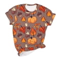 thumbnail image 2 of Lilgiuy Halloween T-Shirt for Womens Fun Thanksgiving Print Short Sleeve Shirts Fall Season Graphic Tee Tops for Tennis Golf, 2 of 4