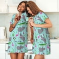 thumbnail image 4 of Balery Hippo With Flamingos And Crocodiles Camisón de manga corta con cuello redondo para mujer, cómodo y elegante., 4 of 6