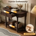 thumbnail image 6 of Harper & Bright Designs Vintage Narrow Console Table with Storage , Wood Entryway Table with Top Drawer and Open Shelf , Retro Sofa Table with Curved Corner for Entryway and Hallway , Espresso, 6 of 14