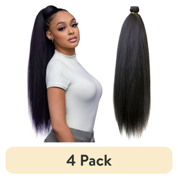 (4 pack) Darling Kinky Straight Wrap Around Ponytail, 26 inch, #1B, Adult, Female