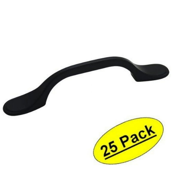 Cosmas 9533FB Flat Black Cabinet Hardware Footed Handle Pull - 3" Inch (76mm) Hole Centers - 25 Pack