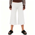 thumbnail image 6 of BUIGTTKLOP Capri Pants for Women Fold over High Waisted Stretchy Soft Yoga Pants Wide Leg Casual Flowy Cropped Trousers, 6 of 7