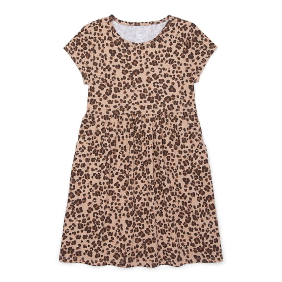 Wonder Nation Girls Play Dress with Short Sleeves, Sizes 4-18 & Plus