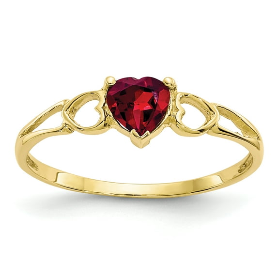 Primal Gold 10 Karat Yellow Gold Polished Geniune Ruby Birthstone Ring