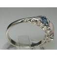 thumbnail image 4 of LBG British Made VINTAGE style Solid 10K White Gold Natural Opal & Blue Sapphire Trilogy Ring, 4 of 7