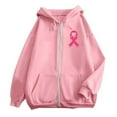 thumbnail image 4 of Lined Cancer Awareness Long Sleeve Sweatshirt for Women Zip Up Crewneck Hoodie Pullover Fall Fashion Outfits 2025 Trendy Tunic Tops (Pink, XL), 4 of 6